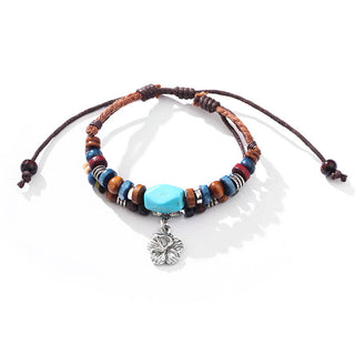 Buddha Gift Turquoise Small Flower Protection Double Layer Necklace Pendant Bracelet