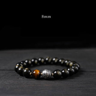 Buddha Gift To Experience a Reversal of Fortune Rainbow Obsidian Gold Sheen Obsidian Protection Bracelet