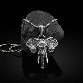Buddha Gift Elephant Pewter Titanium Steel Strength Necklace Pendant