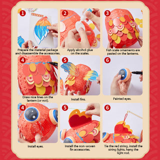 Buddha Gift DIY Good Luck Koi Fish Paper Lantern Lamp Mid-Autumn Festival Child Kids Lantern Decoration