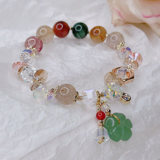 Buddha Gift Colorful Gemstone Green Aventurine Flower Bead Luck Bracelet