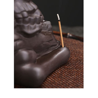 Buddha Gift Halloween Skull Head Purple Clay Healing Incense Burner Decoration