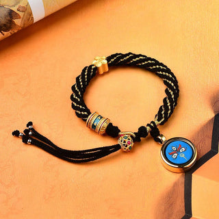 Buddha Gift Tibet Handmade Five God Of Wealth Luck Thangka Amulet Prayer Wheel Flower Charm Weave String Bracelet