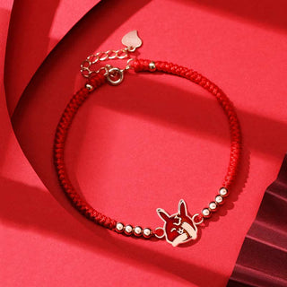 Buddha Gift 925 Sterling Silver Chinese Zodiac Luck Faith Discolor Red String Bracelet