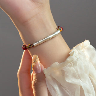 Buddha Gift 999 Sterling Silver Luck Bamboo Attract Fortune Colorful Red Rope Bracelet
