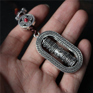 Buddha Gift Tibet Om Mani Padme Hum Prayer Wheel Peace Rotatable Car Hanging Decoration