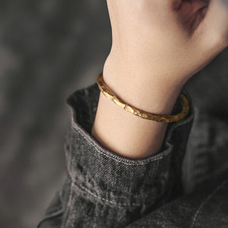 Buddha Gift Tibetan Bump Texture Copper Luck Cuff Bracelet Bangle