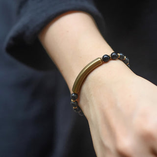 Buddha Gift Red Jasper Moss Agate Black Obsidian Crystal Copper Peace Couple Bracelet