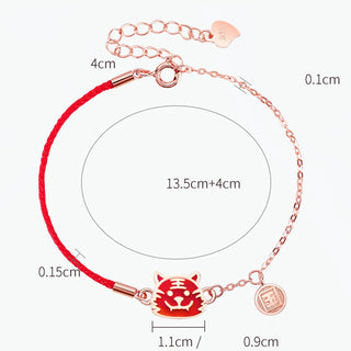 Buddha Gift 925 Sterling Silver Color-changing Chinese Zodiac Luck Protection Red String Chain Bracelet