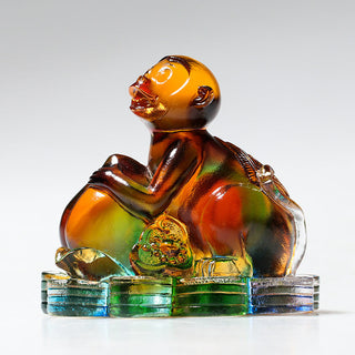 Buddha Gift Year of the Dragon Handmade 12 Chinese Zodiac Liuli Crystal Art Piece Protection Home Office Decoration