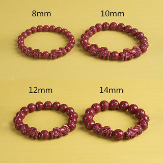 Buddha Gift Natural Double PiXiu Cinnabar Om Mani Padme Hum Wealth Luck Bead Bracelet