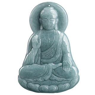 Buddha Gift Amitabha Buddha Natural Jade Lotus Amulet Compassion String Necklace Pendant