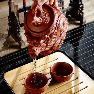Buddha Gift Vintage Dragon Phoenix Ceramic Teapot
