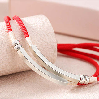 Buddha Gift 925 Sterling Silver Red String Layered Braid Bracelet