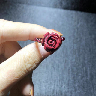 Buddha Gift Garnet Cinnabar Lucky Bead PiXiu Om Mani Padme Hum Rose Protection Ring