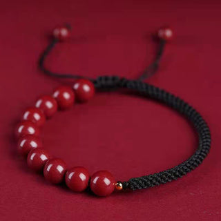Buddha Gift Natural Cinnabar King Kong Knot Blessing String Bracelet