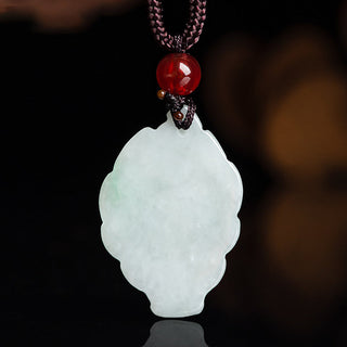 Buddha Gift Natural Jade Nine Tailed Fox Luck Prosperity Necklace Pendant
