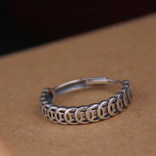 Buddha Gift Vintage Copper Coin Design Luck Adjustable Ring