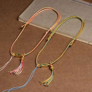 Buddha Gift Colorful String Copper Wealth Necklace Pendant
