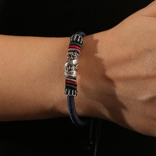 Buddha Gift Handmade 925 Sterling Silver Year Of The Dragon Auspicious Dragon Luck Rope Bracelet
