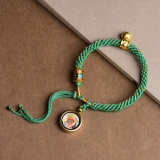 Buddha Gift Tibetan Five God Of Wealth Thangka Luck Prayer Wheel Bell Braid String Bracelet