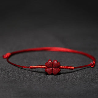 Buddha Gift Handmade Plum Blossom Four Leaf Clover PiXiu Lotus Koi Fish Cinnabar Blessing Braid Bracelet