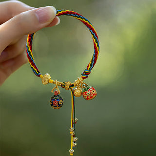 Buddha Gift Gold Swallowing Beast Family Luck Reincarnation Knot Colorful String Bracelet