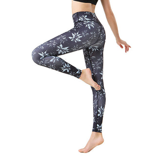 Buddha Gift Spots Maple Leaf Print Sports Exercise Fitness High Waist Leggings Women's Yoga Pants