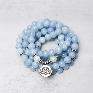 Buddha Gift 108 Mala Beads Aquamarine Healing Bracelet