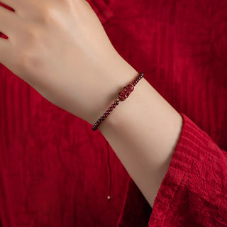 Buddha Gift Garnet Cinnabar PiXiu Blessing Calm String Bracelet