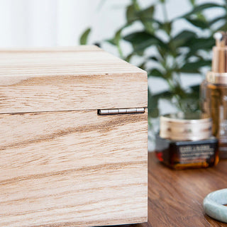 Buddha Gift Retro Beige Wooden Jewelry Box Two-Layer Jewelry Storage Box With Mirror