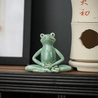 Buddha Gift Meditating Ceramic Zen Frog Statue Decoration