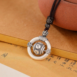 Buddha Gift 999 Sterling Silver Om Mani Padme Hum Engraved Wisdom Necklace Rope Pendant