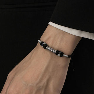 Buddha Gift 925 Sterling Silver Om Mani Padme Hum Wisdom Braided Rope Bracelet