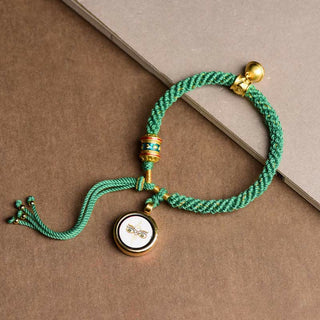 Buddha Gift Tibetan Five God Of Wealth Thangka Luck Prayer Wheel Bell Braid String Bracelet