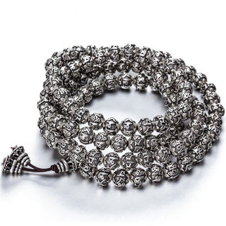 Buddha Gift Tibetan Om Mani Padme Hum Carved Alloy Beads Amulet Bracelet