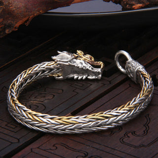 Buddha Gift 925 Sterling Silver Year Of The Dragon Auspicious Dragon Protection Metal Braided Design Bracelet