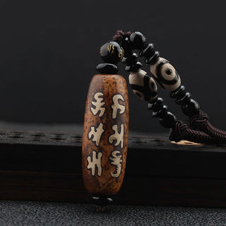 Buddha Gift Tibet Om Mani Padme Hum Dzi Bead Avalokitesvara Pattern Wealth Necklace Pendant