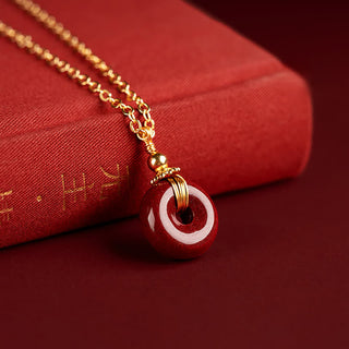 Buddha Gift Cinnabar Peace Buckle Calm Blessing Necklace Pendant