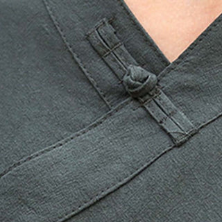 Buddha Gift 2Pcs Half Sleeve V-Neck Shirt Top Pants Meditation Zen Tai Chi Linen Clothing Women's Set