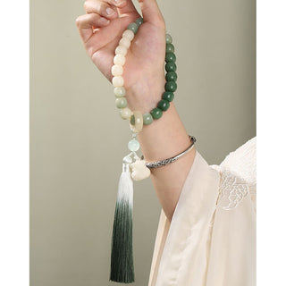 Buddha Gift Natural Gradient Bodhi Seed Fortune Money Bag Lotus Wisdom Tassel Wrist Mala