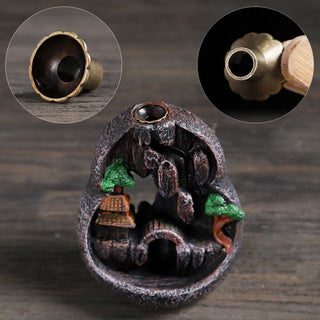 Buddha Gift Mountain Bridges Pattern Meditation Resin Backflow Incense Burner
