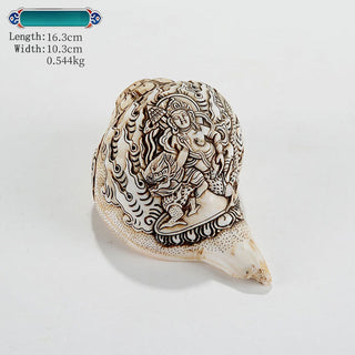 Buddha Gift Tibetan Handmade Engraved Shankha Buddha Avalokitesvara Conch Shell Wealth Decoration