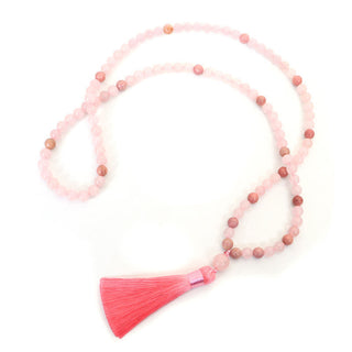 Buddha Gift 108 Mala Beads Pink Crystal Love Tassel Bracelet