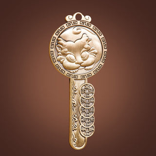 Buddha Gift PiXiu Wealth Copper Coin Yin Yang Bagua Handmade Key Chain