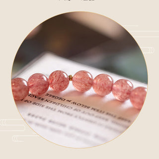 Buddha Gift Natural Strawberry Quartz Moonstone PiXiu Love Healing Bracelet