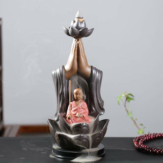 Buddha Gift Buddha Avalokitesvara Chenrezig Ksitigarbha Ceramic Lotus Blessing Backflow Incense Burner