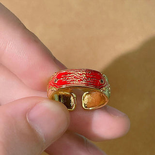 Buddha Gift Five Scriptures Copper Healing Ring