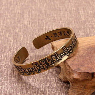 Buddha Gift Tibetan Mahāpratisarā Mantra Sanskrit Copper Brass Healing Bracelet Bangle