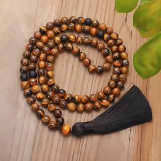 Buddha Gift 108 Beads Mala Tiger Eye Protection Tassel Bracelet